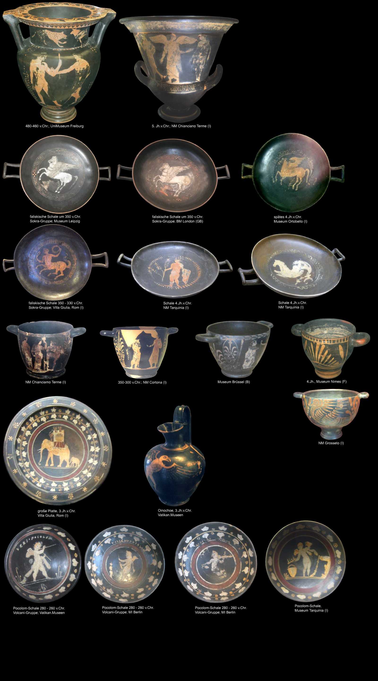 etruskische Keramik mit aufgesetzter Malerei
