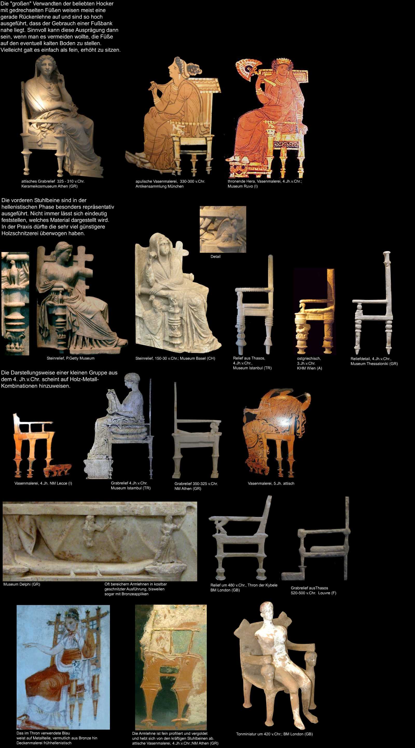 griechische Stühle mit gedrechselten Beinen