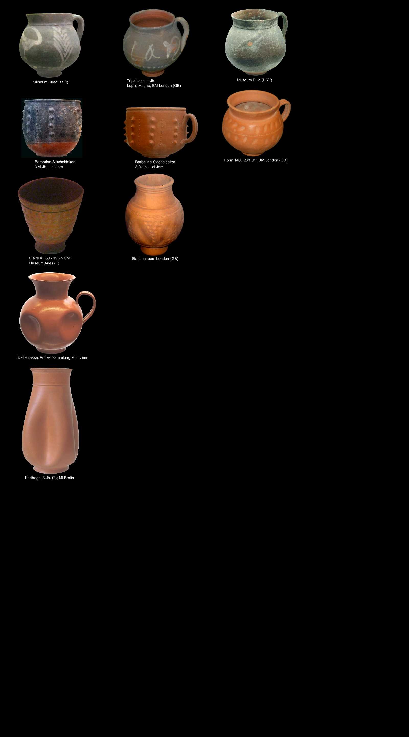 römische Becher und Tassen aus Nordafrika