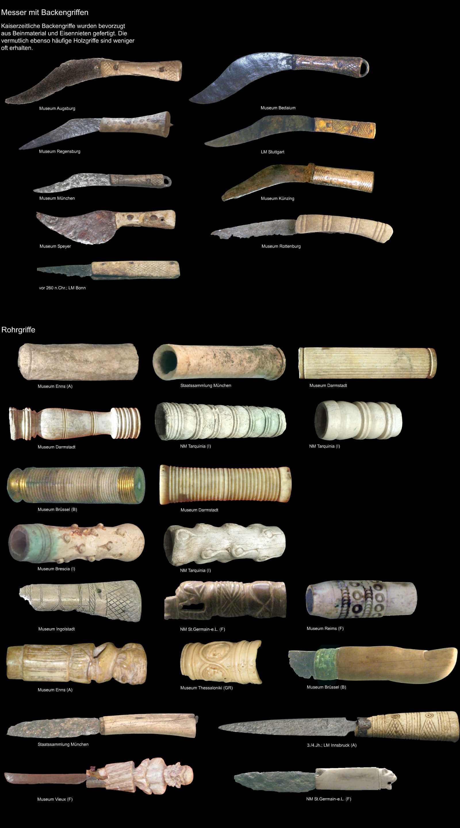 römische Werkzeuggriffe aus Bein