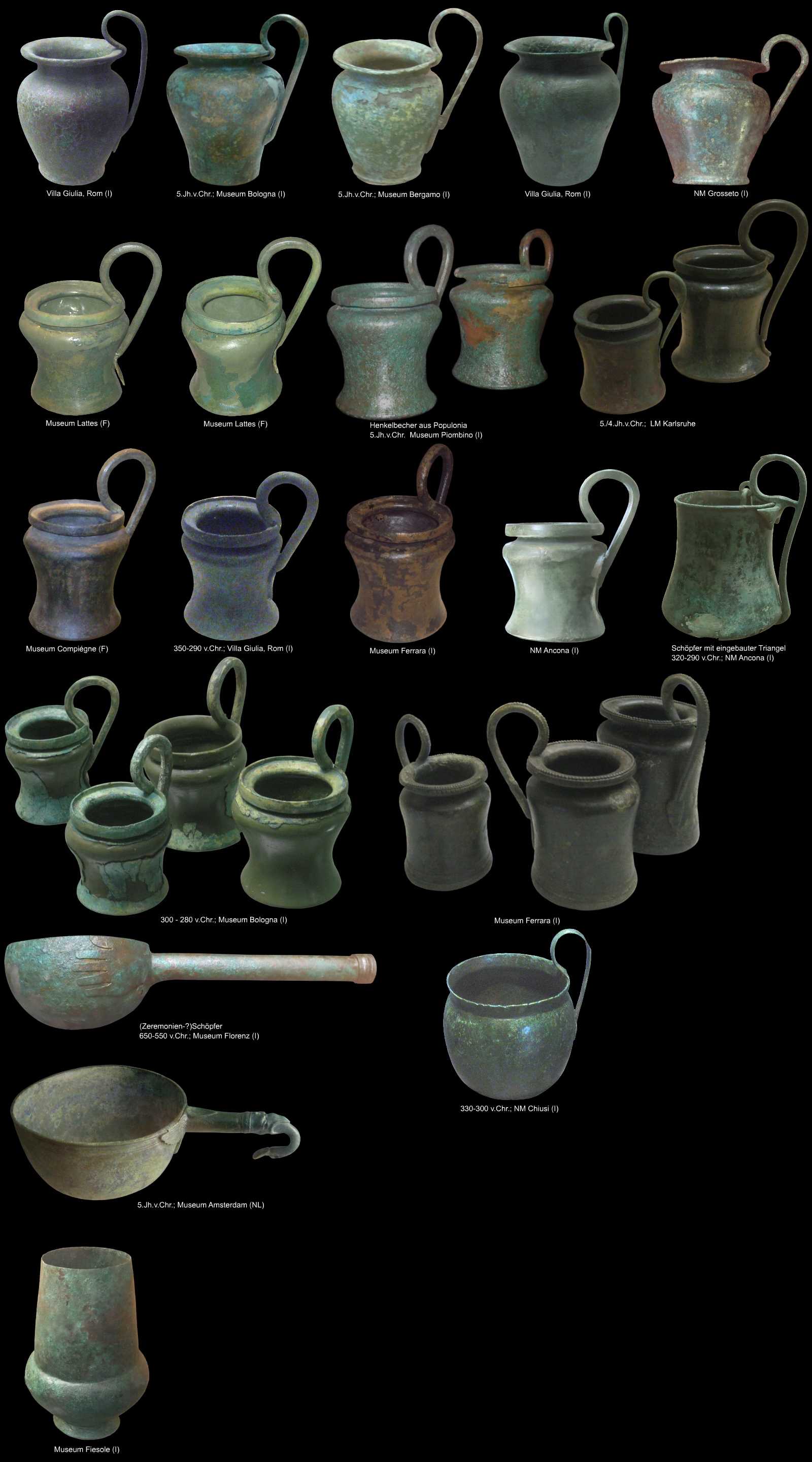 etruskische Bronzetassen
