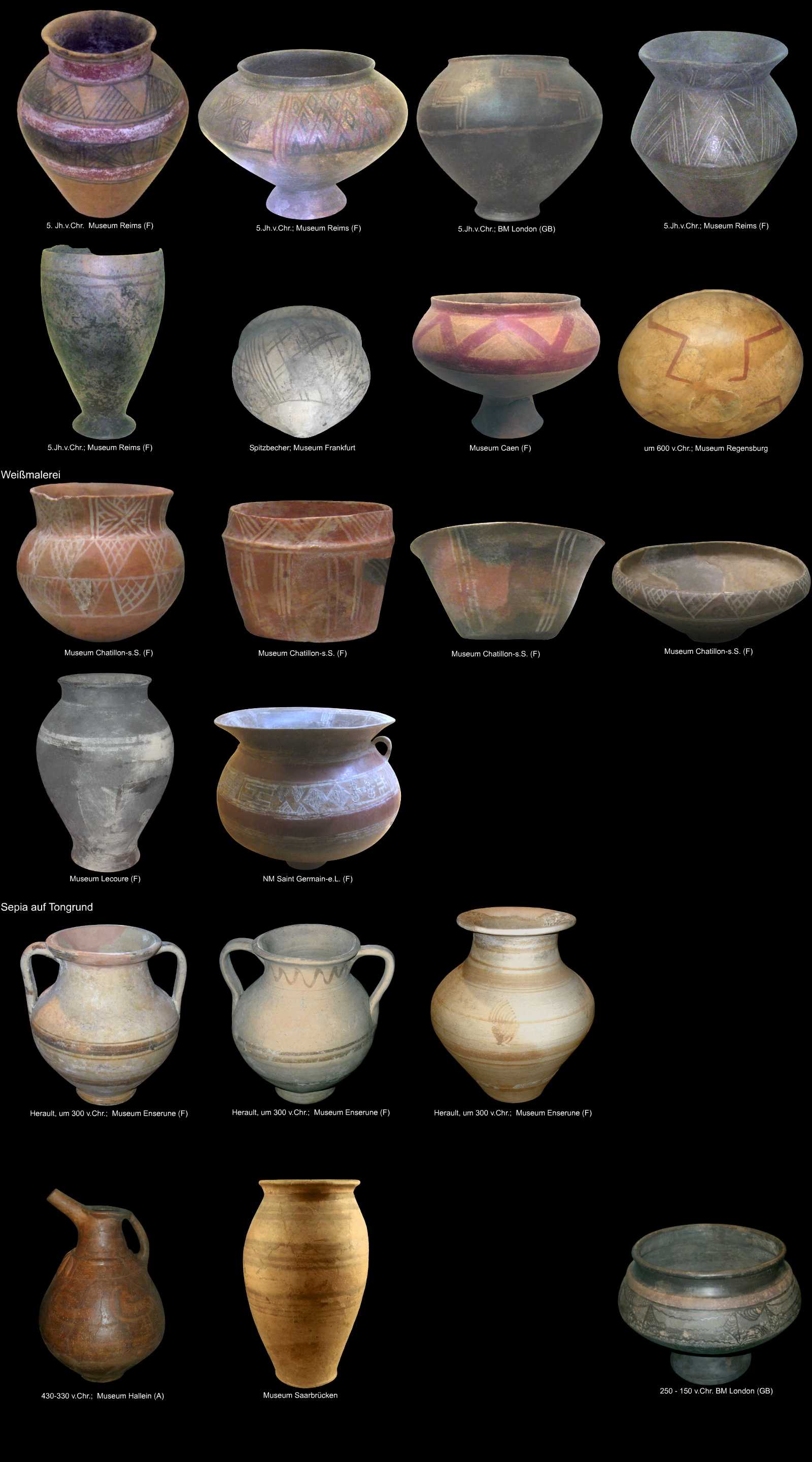 weitere Farbdekore auf keltischer Keramik